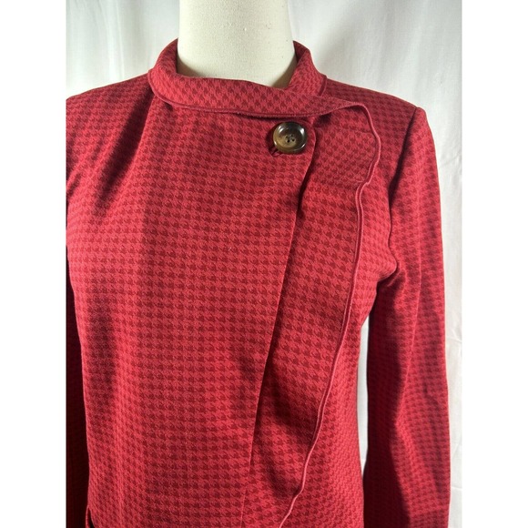 Cabi Celebration Jacket Coat Red Houndstooth Ruffle Size S Small - Picture 3 of 10